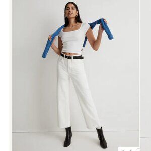 Madewell The Perfect Vintage Wide-Leg Crop Jean in Tile White Size 25